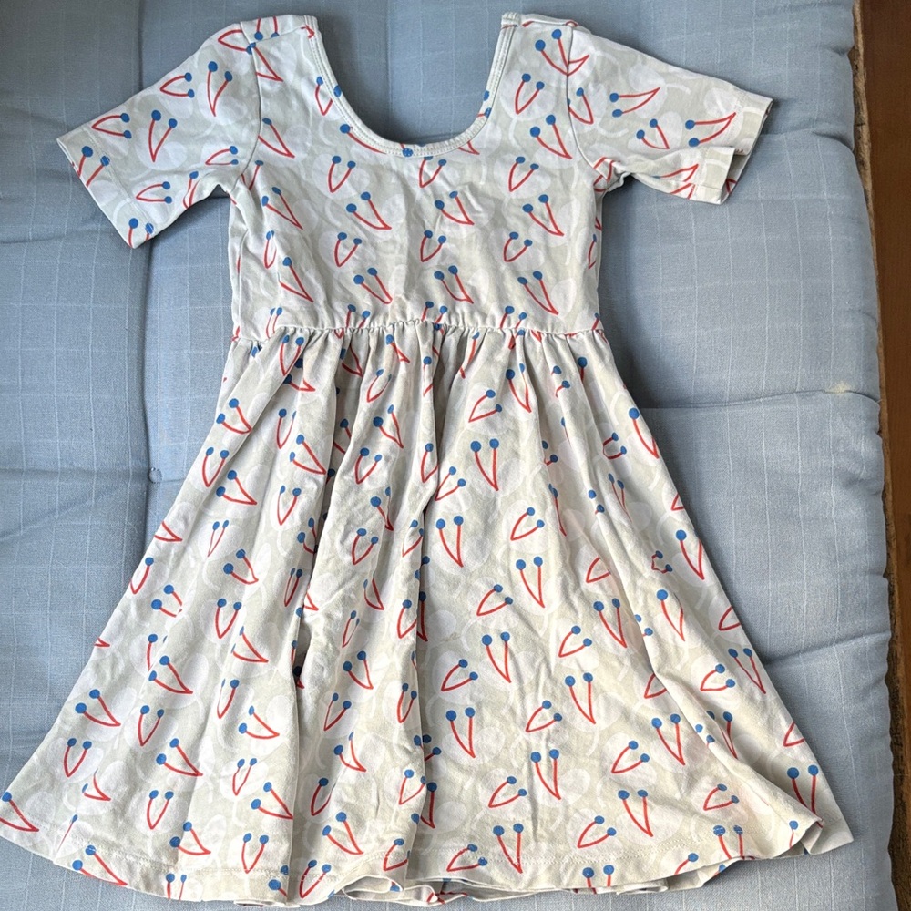 Alice + Ames Girls White Dress with Red & Blue Heart Print